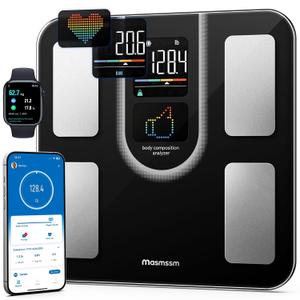 Scale for Body Weight, FSA&HSA Eligible, Smart Scale with 9-in-1 VA Display, Bathroom Scale with 22 Body Metrics, Heart Rate, BMI, Body Fat, Muscle Mass, Compatible with iOS & Android