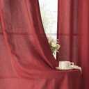 YoungsTex Burgundy Red Linen Curtains 63 Inch Length for Living Room, Light Filtering Window Drapes with Bronze Grommet Semi Sheer Privacy for Bedroom, 42 x 63 Inch, 2 Panels