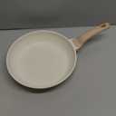 CAROTE Non Stick Frying Pan Skillet, Omelet Pan, Healthy Non Toxic Granite Chef Pan, Induction Compatible Egg Frying Pan with Heat-Resistant Handle, PFOA-Free, Cream White, 10"