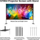 STWUI Outdoor-Projector-Screen-with-Stand - 120 inch Portable Projection Screen Indoor Outdoor Projector Screens 16:9 4K HD Lightweight Movie Screen with Carry Bag for Backyard Movie Night 1pcs