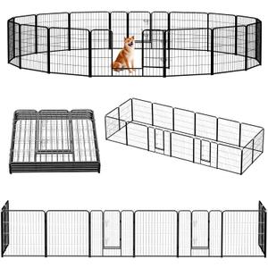 NEWBULIG Dog Playpen 16 Panels 32" Height Foldable Heavy Duty Metal Dog Exercise Playpen Puppy Fence for Indoor Outdoor Yard