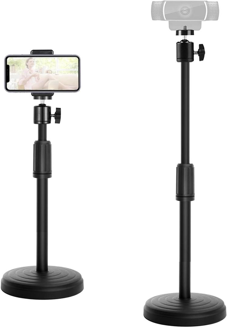 Webcam Stand for Desk, 18 Inch Webcam Tripod Camera Stand with Phone Holder Desktop Webcam Mount for Logitech Webcam C920 C922 C925e C922x C930e C930 C615 and BRIO