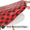 Smiry Round Picnic Tablecloth, Elastic Waterproof Fitted Vinyl Tablecloths for 36"-44" Tables, Flannel Backed Buffalo Plaid Table Cover for Dining, Camping, Outdoor, Black and Red