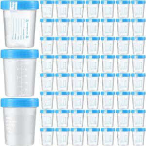 200 Pcs Urine Specimen Cups with Lids and Evident Seal Urine Sample Cups Collection Cup Disposable for Collection and Testing (Blue Lids)