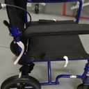 Medline Lightweight Foldable Transport Wheelchair with Handbrakes and 12-Inch Wheels, Blue Frame, Black Upholstery