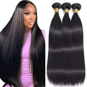 #1B Natural Black Bundles Straight Bundles Human Hair 20 22 24 Inch NerriHou Brazilian Virgin Hair 3 Bundle Natural Color Straight Bundles Human Hair Extensions 50 Gram Per Bundle