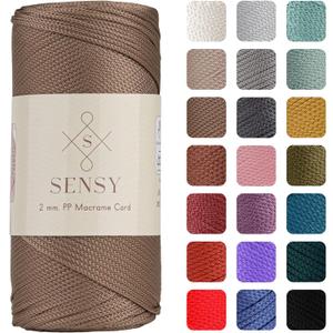 Sensy Premium 2mm 251 Yards Polyester Rope 100% Polypropylene Cord Macrame Cord 2mm Crochet Bag Cord Macrame Rope Crochet Thread Gift for Knitter (Mink)