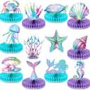 12Pcs Mermaid Party Supplies Mermaid Birthday Honeycomb Centerpieces for Under The Sea Party Decorations Ocean Mermaid Theme Table Honeycomb for Ocean Mermaid Theme Birthday Baby Shower Party Favors