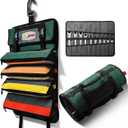 Roll Up Tool Bag, Heavy Duty Tool Roll Bag, Roll Up Bag with Portable Wrench Roll Pouches& Detachable Color Coded Tool Pockets, Fold-able Tool Bags, Tool Organizer Storage Bag