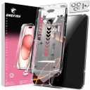 OneFish Women Fashion Privacy Screen Protector for iPhone 14 Pro [6.1 inch]+ Camera Lens Protector, Sparkling Diamond Bling Edge 9H Tempered High-Definition Glass