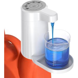 Electric Laundry Detergent Dispenser Pump, One-Press 15-75ml, Fast Dispense from-Large-Container, Rechargeable 2Ah, No-Spill, for Liquid Soap, Fabric Softener, Laundry Room Organization (White)