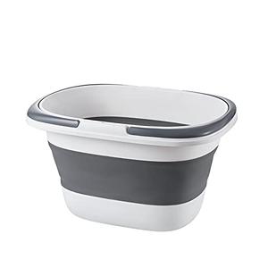 4.2 Gal(16L) Large Collapsible Plastic Bucket with Handle for House Cleaning, Space Saving Outdoor Multiuse Foldable Water Pail/Sink for Camping,Fishing,Ice(Grey)