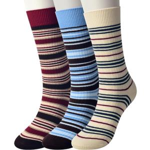 Original women's socksCombed cotton color-block striped seamless mid-calf Socks Stocking Stuffers Gifts for Woman3pack