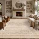 Schweek 8x10 Neutral Area Rug Vintage Washable Rugs for Living Room Beige