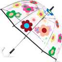 kate spade new york Clear Umbrella for Rain, Large Bubble Umbrella for Adults with Floral Design