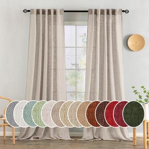 MIULEE Natural Linen Curtains 90 Inch Long 2 Panels for Bedroom Living Room, Soft Linen Textured Window Drapes Semi Sheer Light Filtering Back Tab Rod Pocket Farmhouse Modern Burlap Look Decor