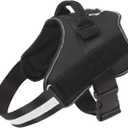 Dog Harness, No-Pull Reflective Dog Vest, Breathable Adjustable Pet Harness with Handle for Outdoor Walking - No More Pulling, Tugging or Choking (Black, S)