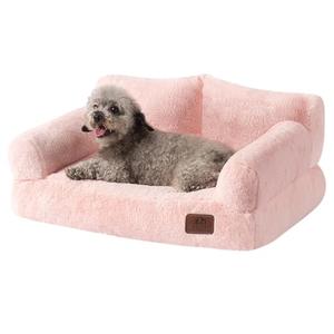 Hollypet Fluffy Dog Cat Bed Pet Couch Beds Plush Soft Warming Washable Puppy Bed for Small Medium Dogs and Large Cats, Pink, 24" L x 18" W x 10" Th