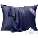 100% Pure Silk Pillowcase 2 Pack for Hair and Skin, Both Sides 23 Momme Grade 6A+ Mulberry Silk Pillowcases with Hidden Zipper, Soft&Smooth Cooling Pillow Cases (Navy Blue, King 20x36)