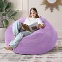 4FT Bean Bag Chairs Teardrop Bean Bag Chair for Adults Beanbag Chair with Memory Foam Filled Machine Washable Cover for Living Room, Bedroom (X-Large, Purple)