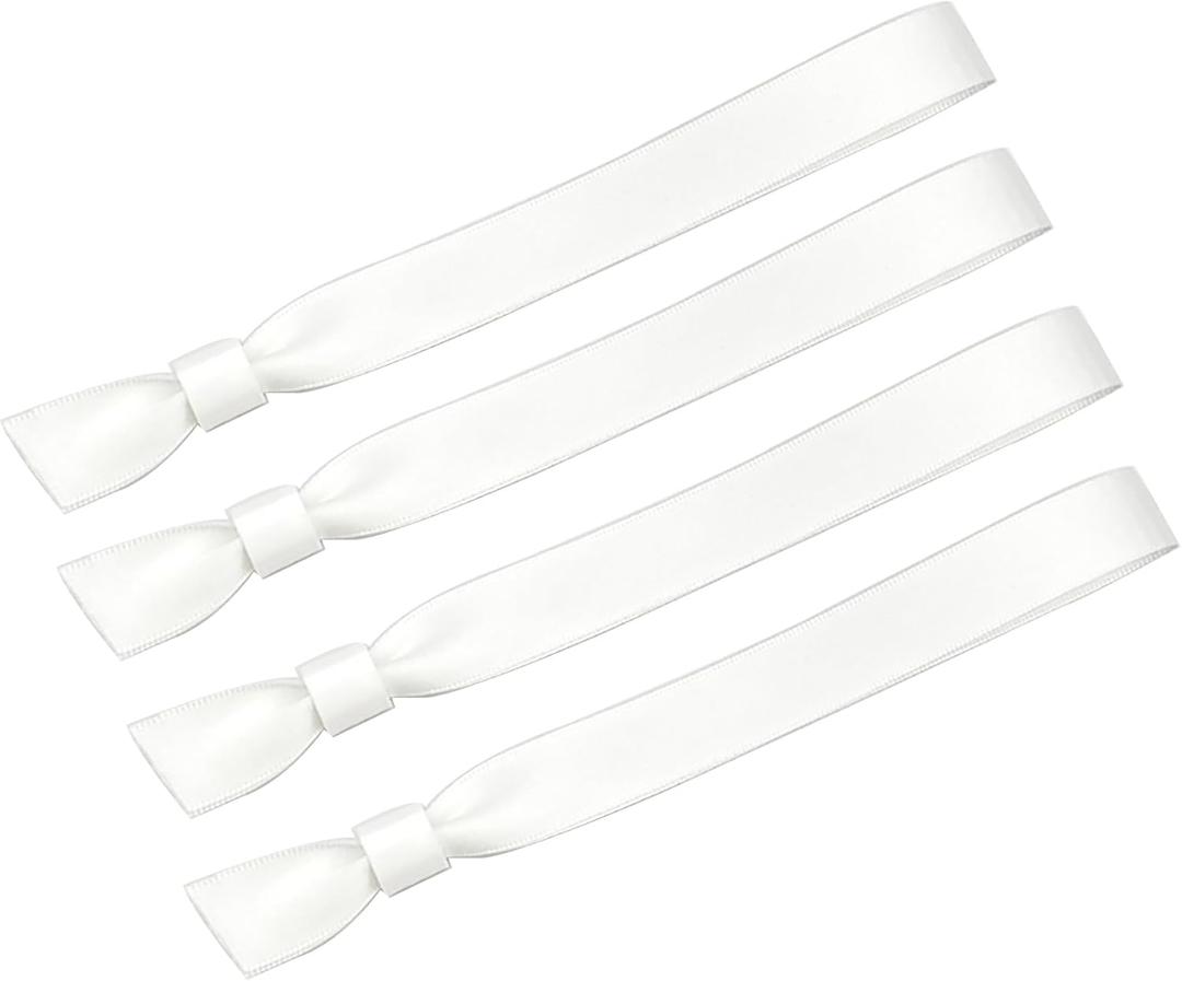 100 Pcs Cloth Event Wristbands, Adjustable Fabric Wristbands for Events with Secure Snap, Soft Disposable Bracelets for Concerts, Festivals, VIP Entry and Nightclubs - 13.78" x 0.59"(Color:White)