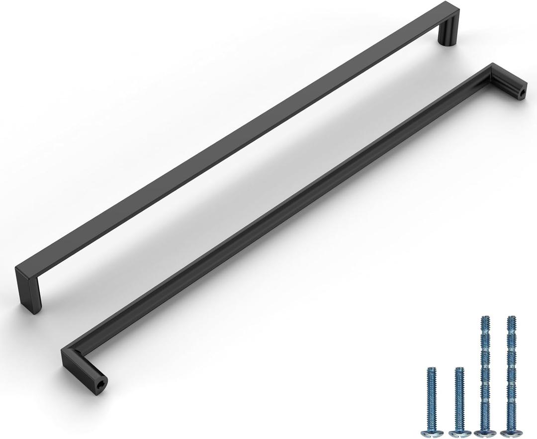 6 Pack 12-3/5 Inch(320mm) Kitchen Cabinet Handles Matte Black Cabinet Pulls Kitchen Cabinet Hardware Drawer Pulls for Dresser Cupboard Wardrobe (12-3/5"/320MM Hole Center)