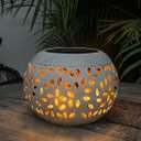 Solar Table Lights Outdoor Waterproof - Dancing Flickering Flame Lamp White Metal Tabletop Light Solar Powered Decorative Lighting Lantern for Desk Bedroom Patio Garden Pathway Yard (1 Pack)