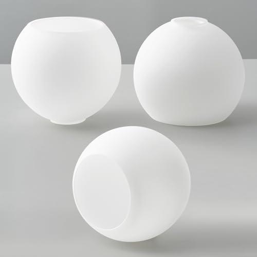 3 Pack Fixture Replacement Globe Shade, 6 Inch Diameter, E26 Base 1-5/8 Inch Fitter, Glass Globe Lampshade Cover for Pendant Wall Sconce Chandelier Vanity Light (3 Pack 6 Inch White Frosted Glass)