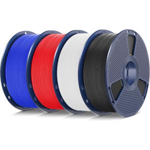 SUNLU 4kg ASA 3D Printer Filament Bundle, (Black+White+Klein Blue+Red) | UV/Rain/Heat Resistant Tough 3D Printer Filament, for Printing Outdoor Parts, 4kg in Total, 1kg per Spool, 4 Pack