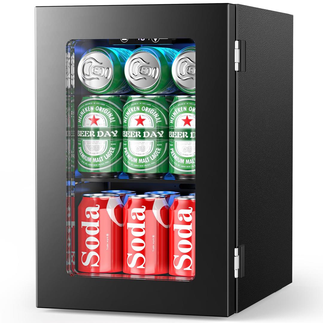 Electactic 24 Cans Mini Fridge, 0.6 cu ft Beverage Refrigerator Cooler with Digital Temperature Control, Compact Drink Dispenser for Soda Beer, for Home Office Dorm, Black