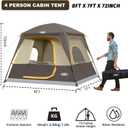 UNP 2-4 Person Tent, Portable Cabin Tent, Camping Tent 4-Person Easy Set Up, Waterproof with Top Rainfly for Outdoor Camping/Hiking (Khahi, 2-4 Person)