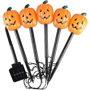 Ochine Solar Halloween Pumpkin Garden Stake Lights for Halloween Decorations, Halloween Ghosts Pathway Lights, Skull Pathway Stake Lights Waterproof, Skeleton Pathway Markers for Halloween Decor
