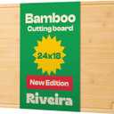 Riveira White Bamboo Wood Cutting Board  Gourmet Bamboo Grandeur: 24 x 18 Wooden Cutting Board  Wooden Cutting Boards For Kitchen Decorative  Innovative Juice Grooves Wooden Chopping Board