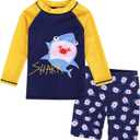 AIWUHE Toddler Boys Swimsuit 2 piece Rash Guard Swimsuits with Swim Trunk Long Sleeve Bathing Suit Sunsuit Swimwear Sets XXL)