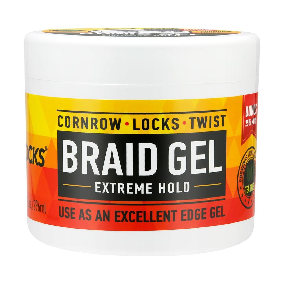 AllDay Locks Braid Gel (10 oz) | Extreme Hold, High Shine | Frizz & Flake-Free Edge Control | Tea Tree, Lavender, Peppermint Oil | Slick & Style Braids, Locks, Twists, Cornrows | 10 oz