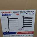 Smart Rotating Heated Towel Rack, 4-Bar, Matte Black | Wall-Mounted Electric Towel Warmer, Swivel Shelf, Wi-Fi App Control, 24H Timer, Stainless Steel, Black 17.72"x26.77"