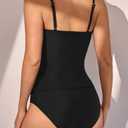 Eomenie Women's Swimsuit Tankini Tummy Control Bathing Suits Two Piece Full Coverage Slim Swim Suits with High Waisted Bottom (Black, Small)