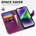 TUCCH Wallet Case for iPhone 14 6.1-inch 5G, [TPU Shockproof Inner Shell] PU Leather [RFID Blocking] 4 Credit Card Holder Magnetic Kickstand Flip Cover Compatible with iPhone 14 (6.1"), Plum Purple