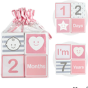 I'm Solid Wood Monthly Weekly Yearly Milestone Age Blocks, Newborn Gifts & Keepsakes for Picture Props (4 Pcs/Pink)