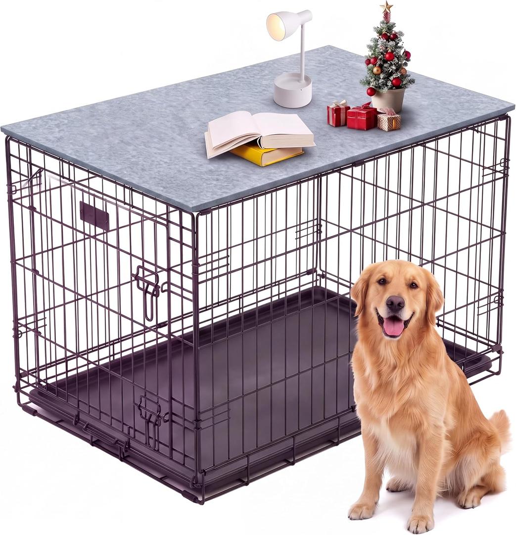Chumia 48 Inch Dog Crate Topper,Foldable Gray Felt Kennel Cover Board