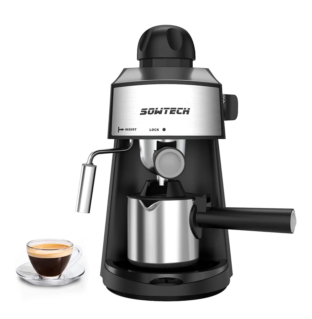 Steam Espresso Machine Espresso Maker Cappuccino Latte Machine with Steam Milk Frother and Mug 3.5 Bar 4 Cup
