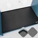 Under Sink Mat, 34" x 22" Under Kitchen Sink Mat for Bottom of Kitchen Sink, Silicone Under Sink Tray for Kitchen Waterproof, 36 inch Standard Cabinet Protector Mat and, Black 34x22