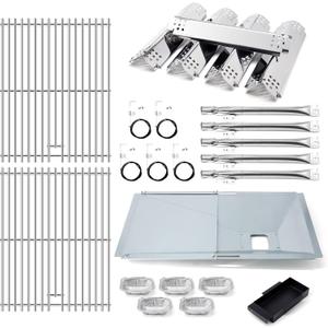 Adviace Replacement Parts for Nexgrill 720-0888N 720-0888, Grease Tray Drip Pan & Grill Grates & Flame Tamers & Burner Tubes and Ignitor for Nexgrill 5 Burner 720-0888N Grill