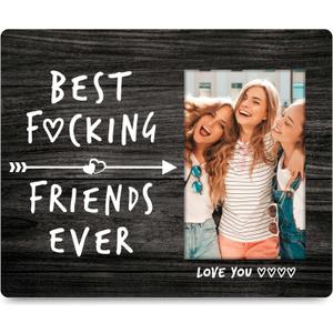 Friends Picture Frame 4"x6" Best Friends Ever,Black Friendship Photo Frame,Tabletop Stand or Wall Hanging(Hooks & Rope),BFF Gifts for Birthday,Christmas,Graduation.(004)