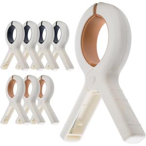 Extra Large Beach Towel Clips 8 Pack - 5.1 Inch Towel Clips for Beach Chairs Cruise Pool Essentials Must Haves, Heavy Duty Towel Holder for Clothes Boat, 2 Colors Khaki and Blue