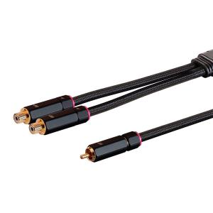 Monoprice 1-Male to 2-Female RCA Y-Adapter - 1 Feet - Black | Gold Plated Connectors, Double Shielded With Copper Braiding - Onix Series, 12 Inch