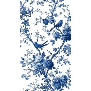 Cerise 100 pcs Blue Floral Napkins with Birds, Vintage Chinoiserie Disposable Cocktail Dessert Napkins for Decoupage, Baby Shower, Birthday, 100 Count (Blue)
