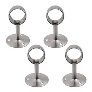 Risbay Stainless Steel Closet Rod Flange,1.5-Inch Dia.Adjustable Shower Curtain Holder Socket Bracket Support Heavy Duty End Supports Pipe Flange Ceiling Mount Bracket with Screws, 4Pcs (Silver)
