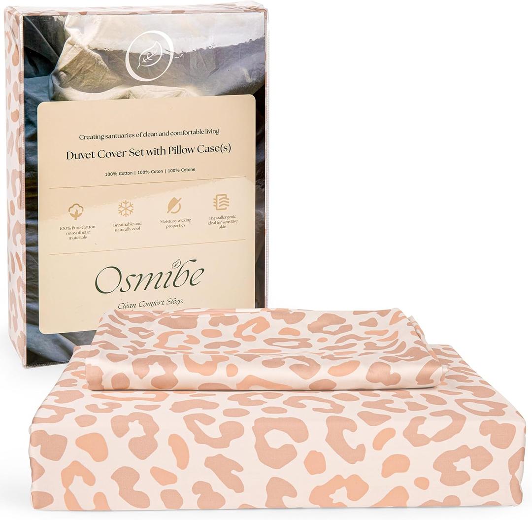 100% Pure Cotton Cheetah Print Bed Sheets Duvet Cover Set with Pillow Cases Soft Breathable Bedding Set with Silky Smooth Texture for All Seasons, Full