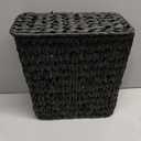 Coeusy Black Wicker Trash Can with Lid and Liner,Waterproof Narrow Waste Basket for Bathroom,Bedroom,Office,3 Gallon